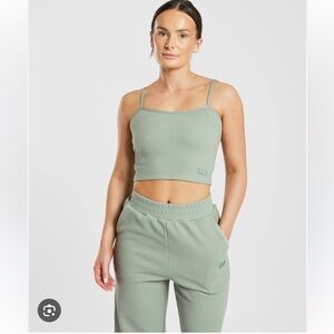AYBL Waffle Crop Vest -Sage Green - XL - See Spot on Front in Pictures
